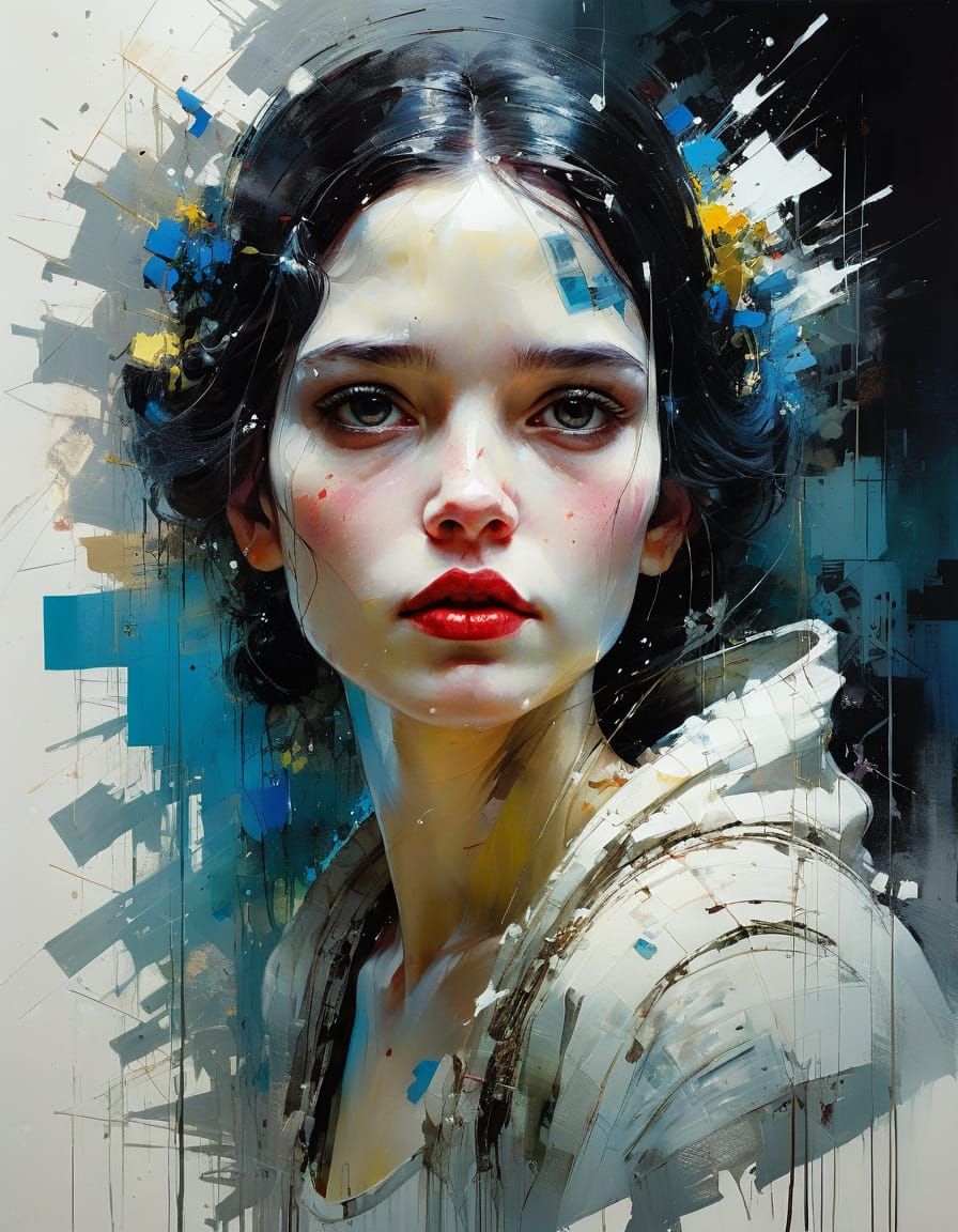 Snow White with Abstract Complementary Colors and Fine Detai...