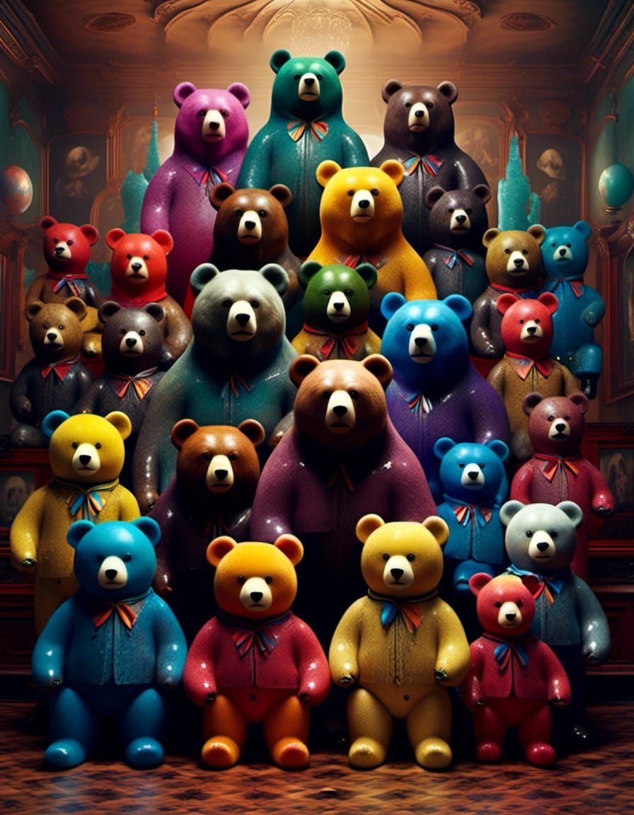 Surreal Bears in Triadic Color Scheme