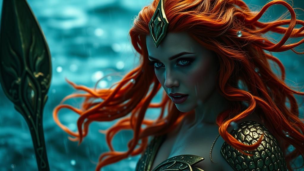 Mera, Queen of Atlantis, in Stormy Hydrokinetic Scene