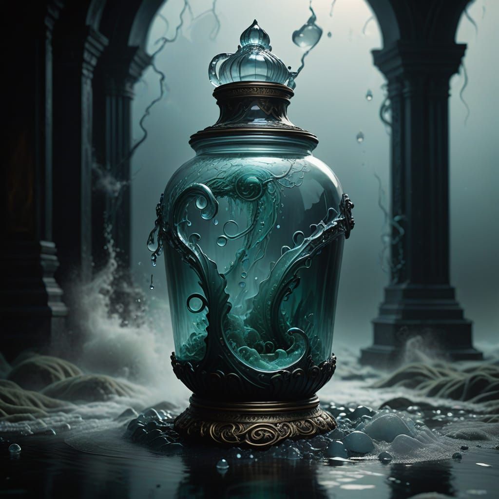 Ethereal Glass Container in Dark Fantasy World
