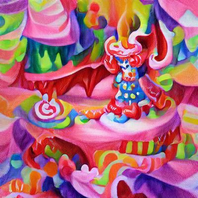Vibrant Devil in Candyland Gouache Wonderland