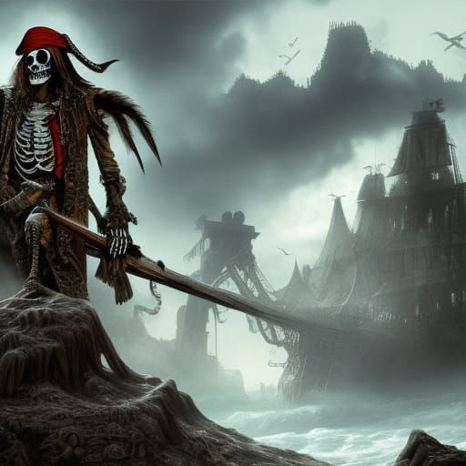 Epic Skeleton Pirate in Digital Matte Painting