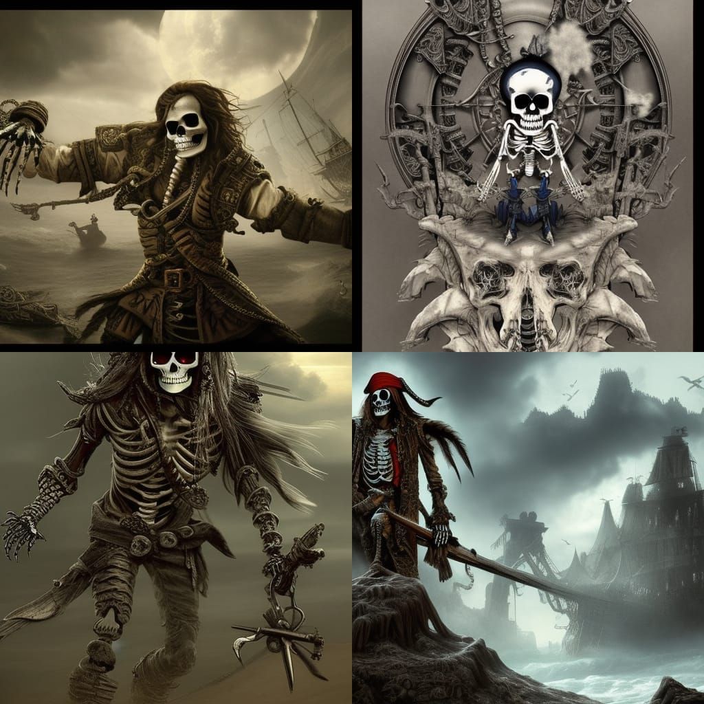 Epic Skeleton Pirate in a Digital Matte Painting
