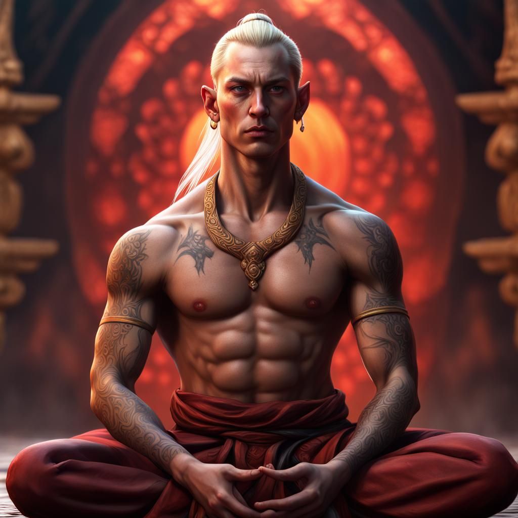 High Elf Monk Meditating: Fantasy Concept Art