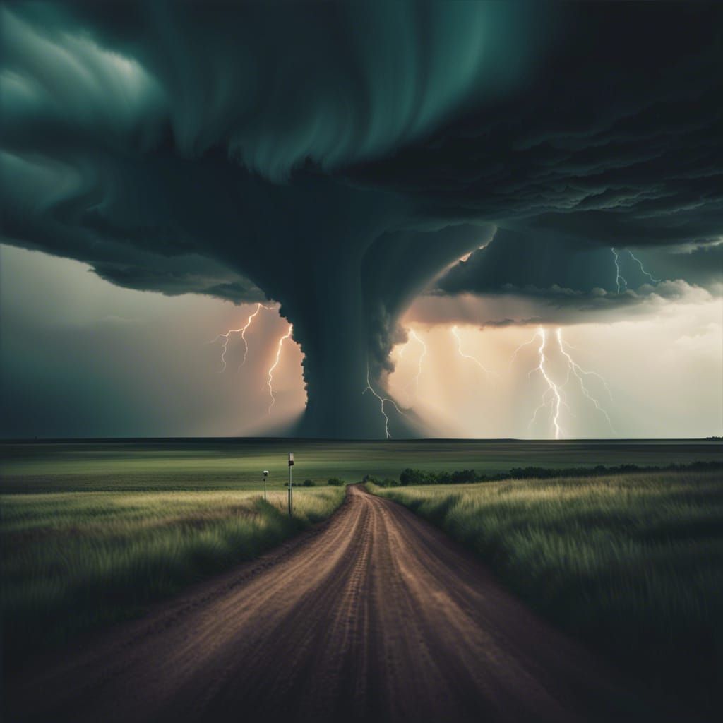 Dramatic Stormscape with Distant Tornado