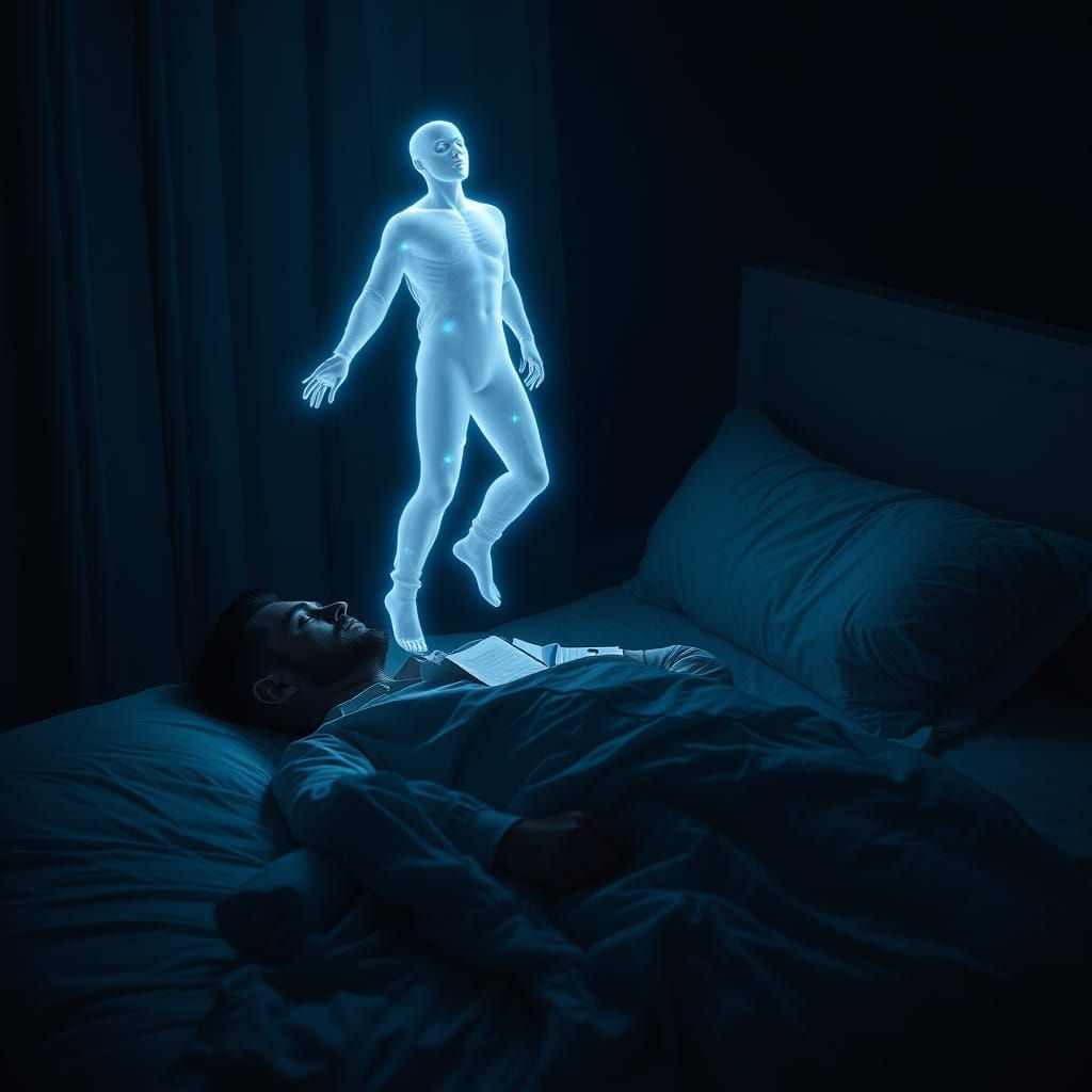Ethereal Astral Projection in Dreamlike Scene