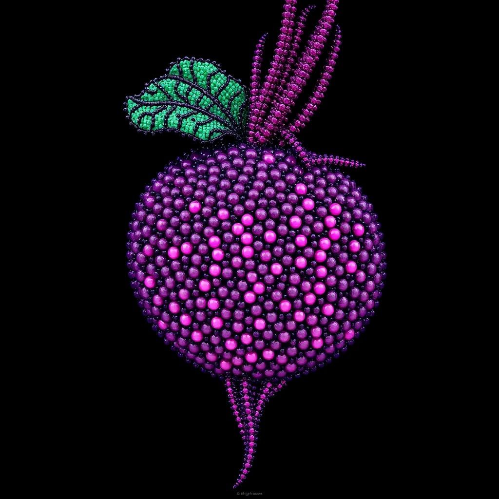 Glass Bead Beetroot in Whimsical Mosaic Style