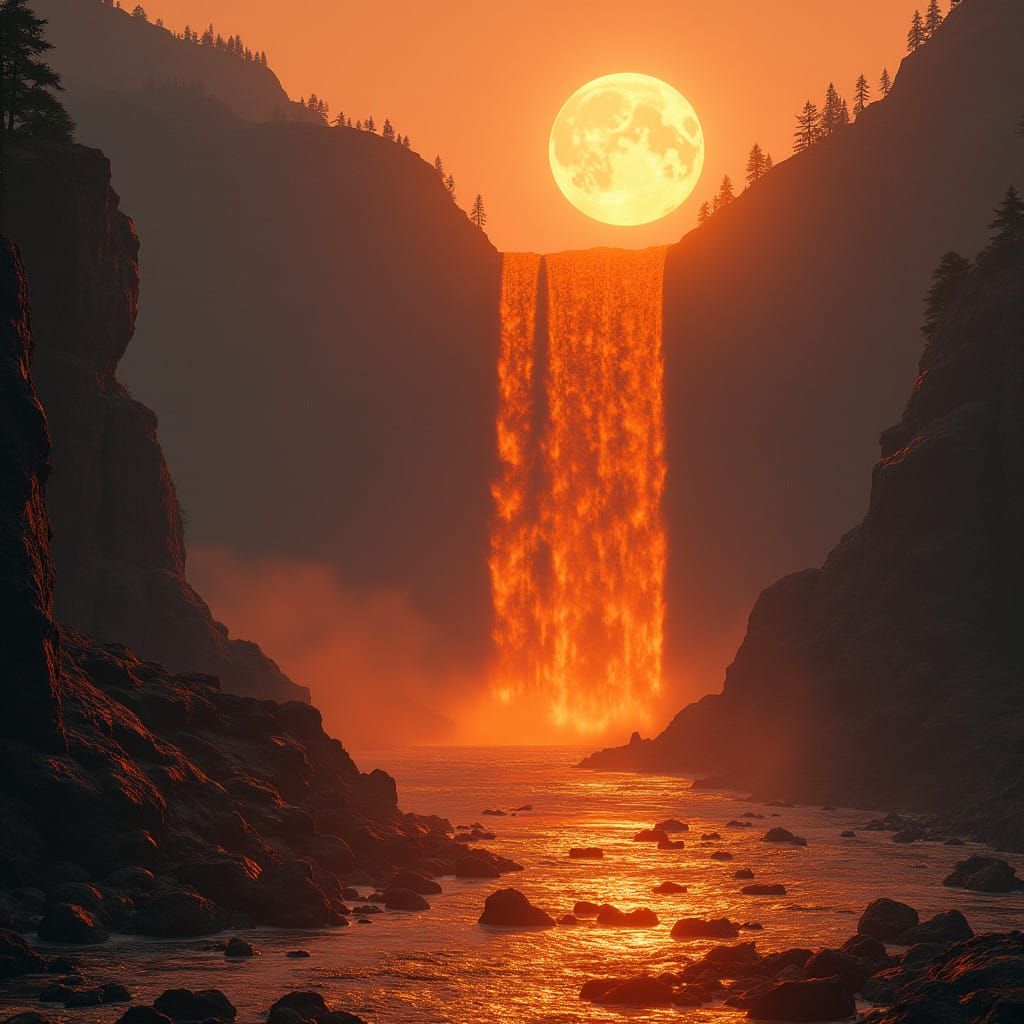 Methane Waterfall on Titan's Orange Hellscape