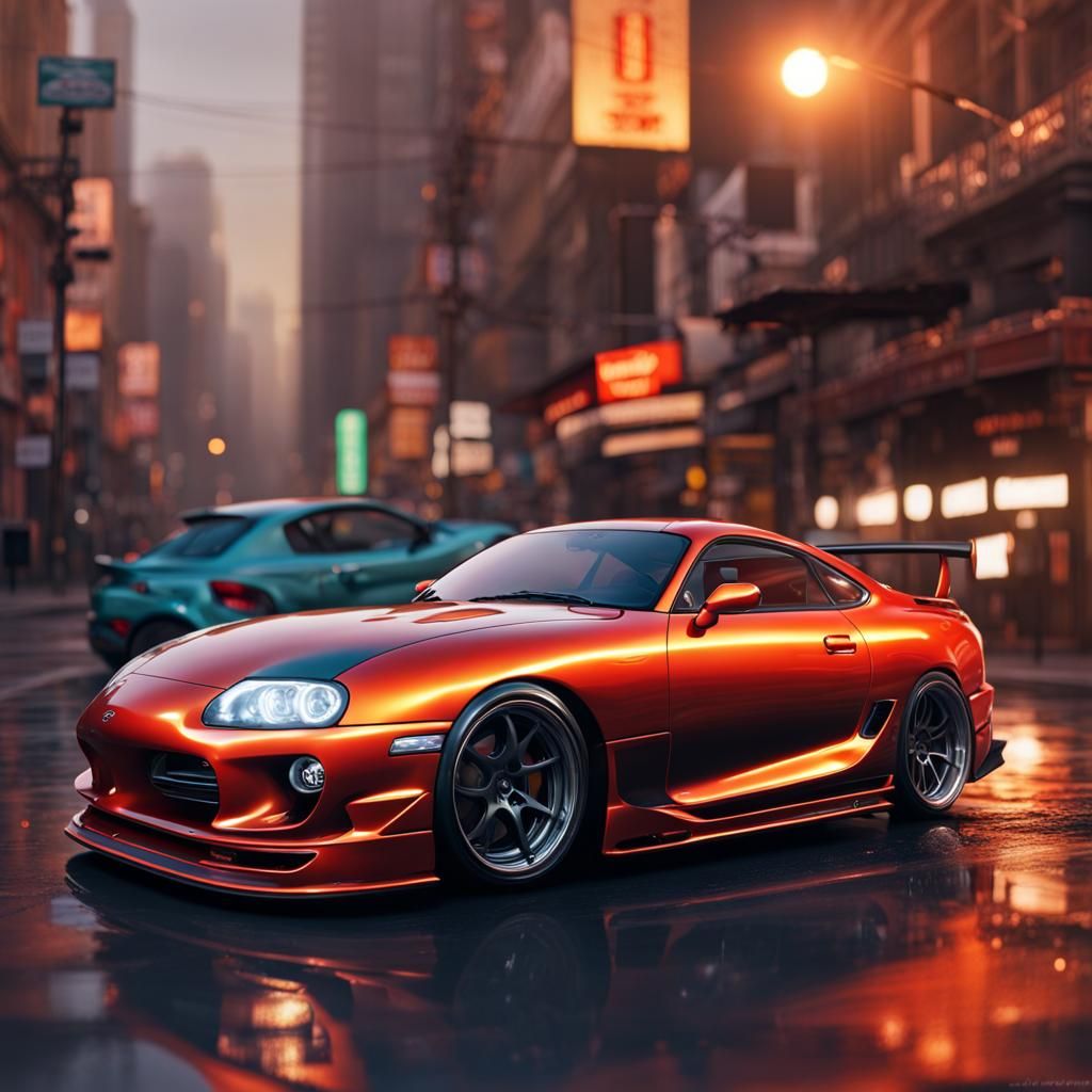 Toyota Supra MK4 in Splash Art Style