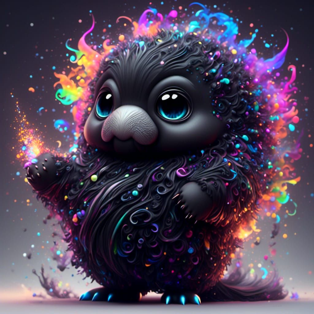 Chibi Walrus in Dark Goth Noir Surrealism