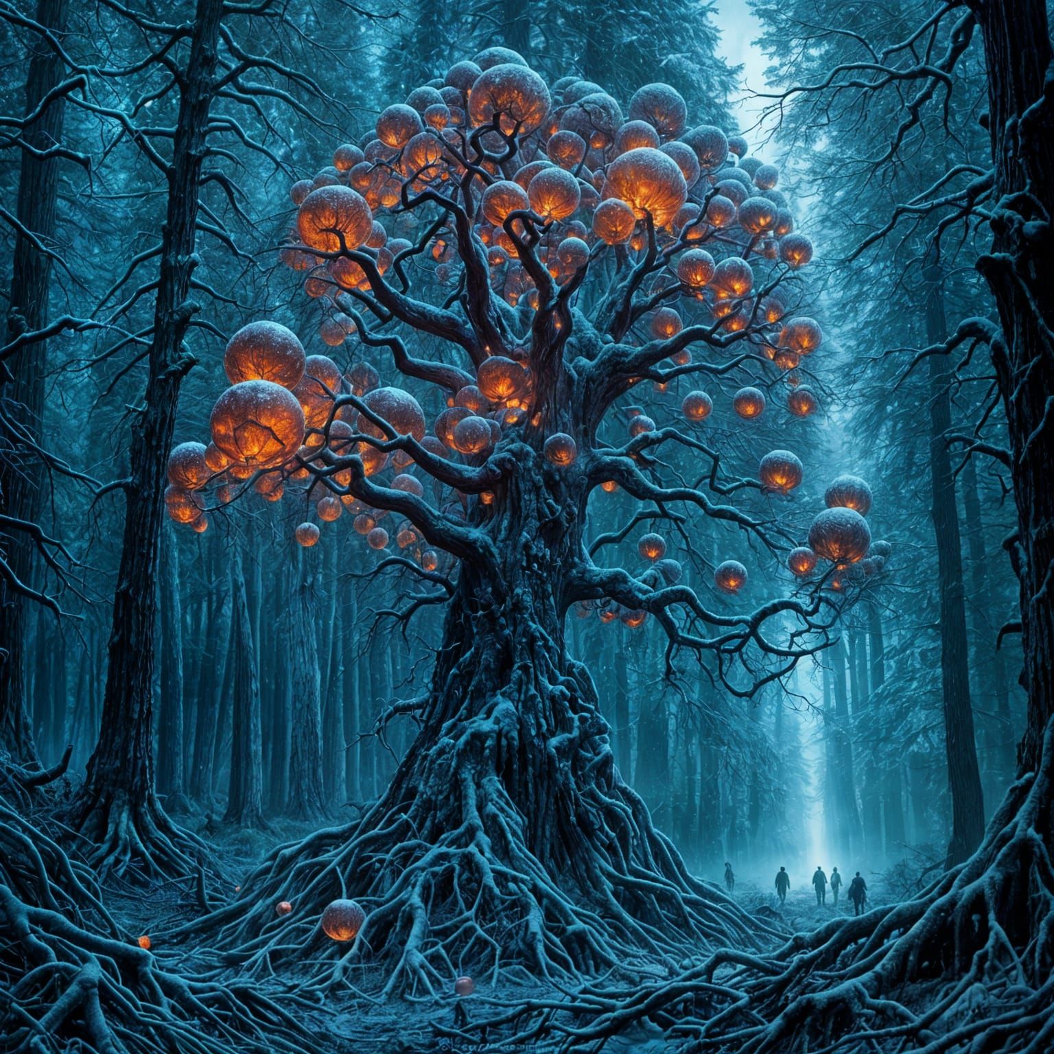 Demon Alien Hiding Spheres in Redwood Tree