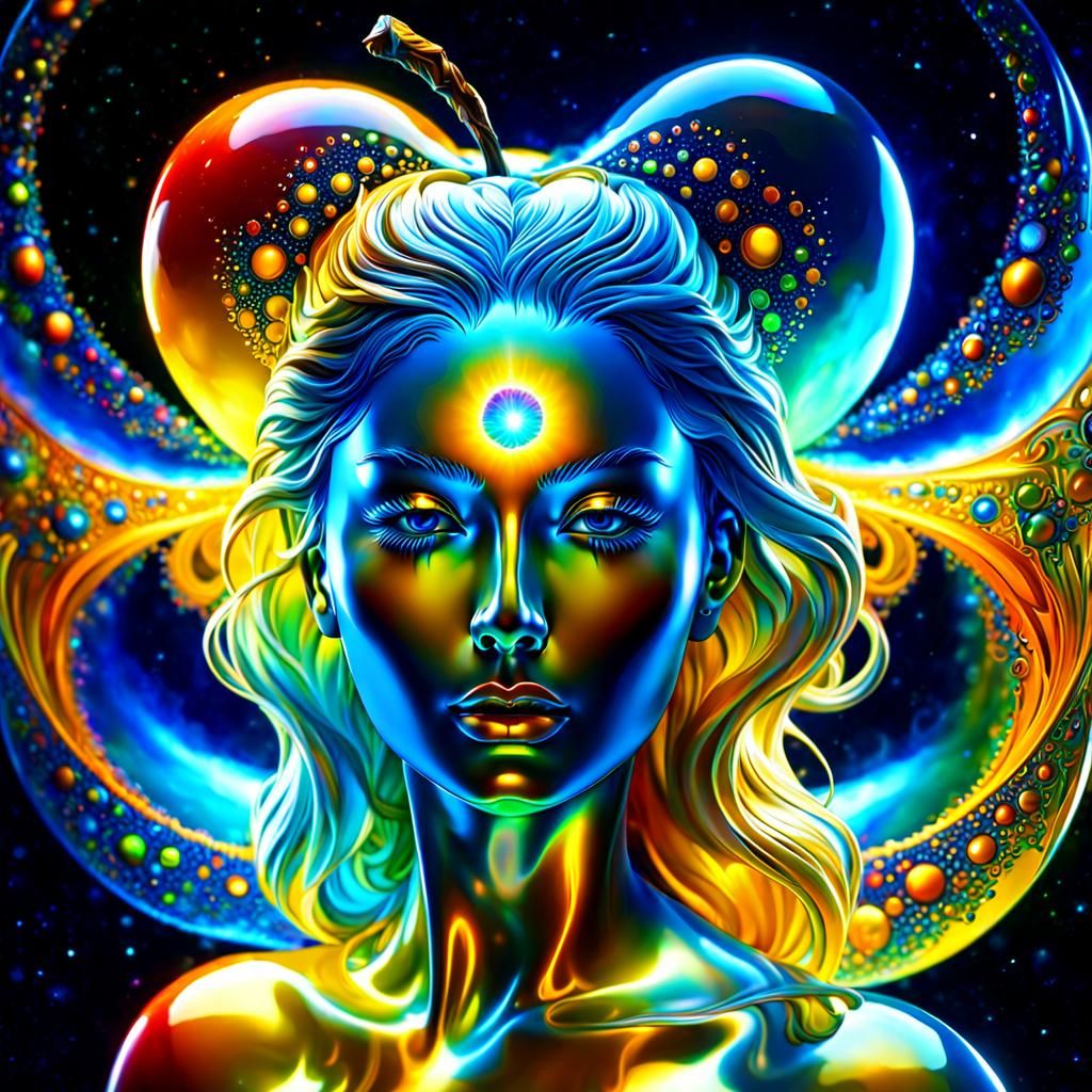 Celestial Apple Woman in Fractal Style