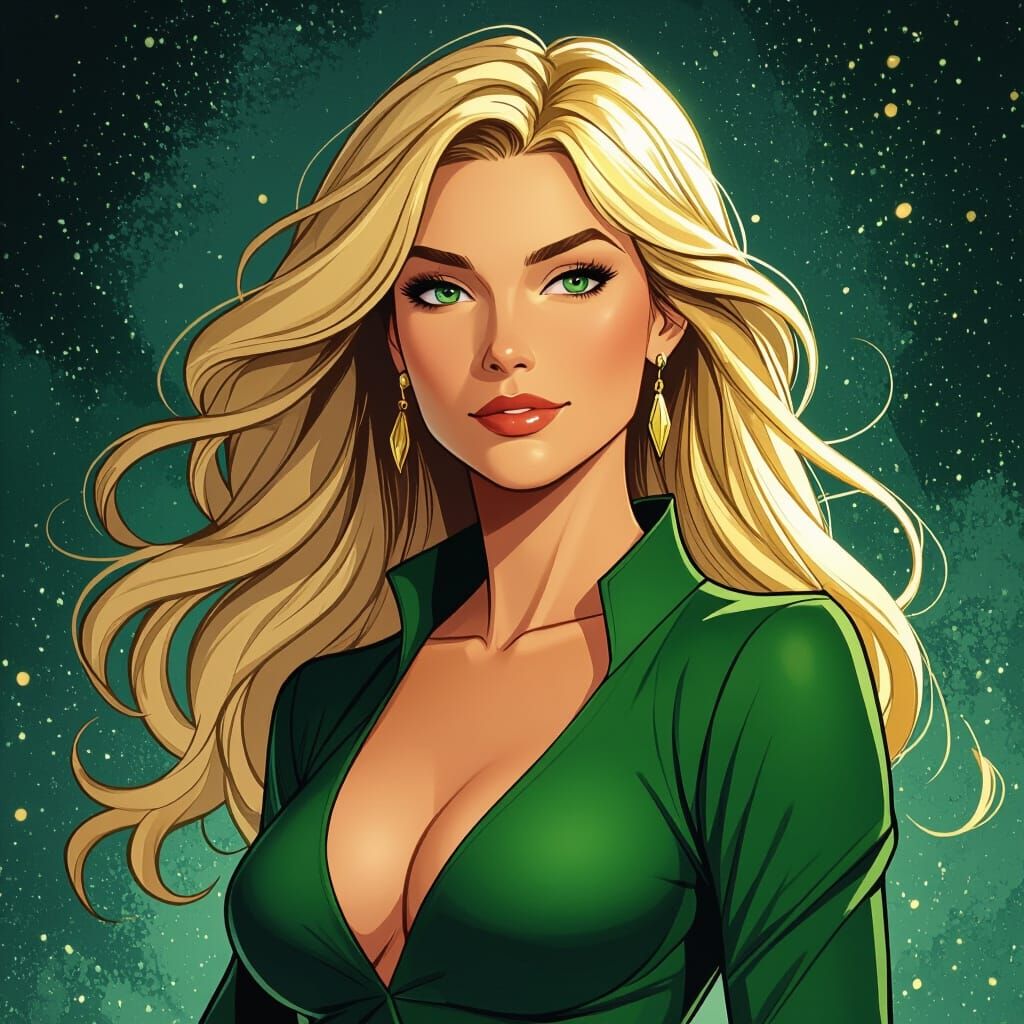 Adult Bibi Blocksberg in Elegant Green Attire