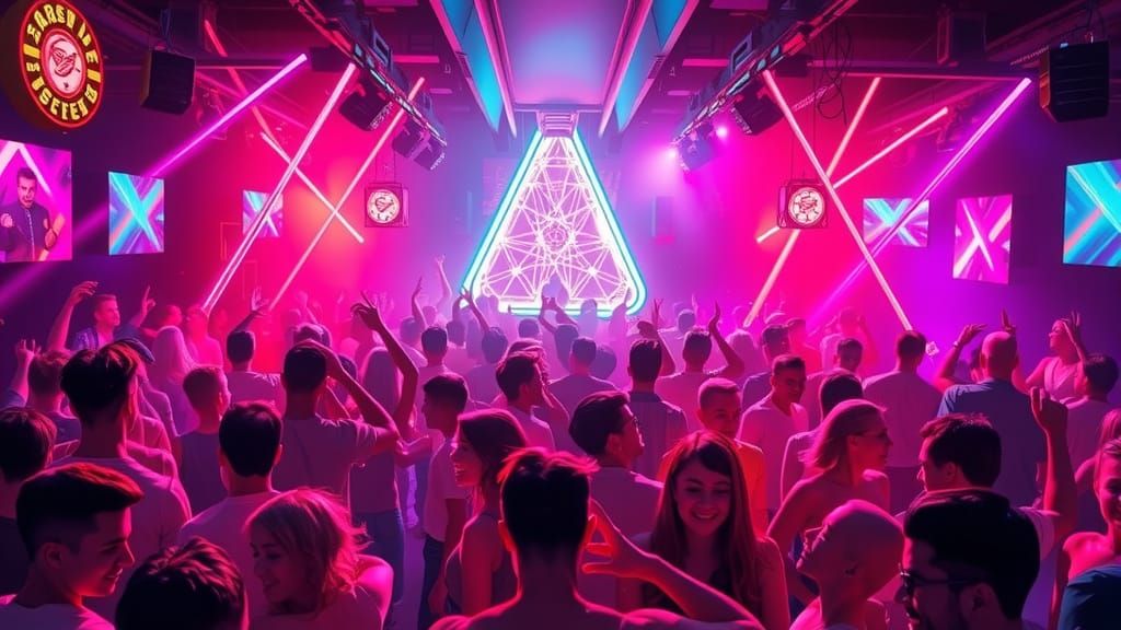 Ecstatic Dancers in a Neon Nightclub, Digital Painting