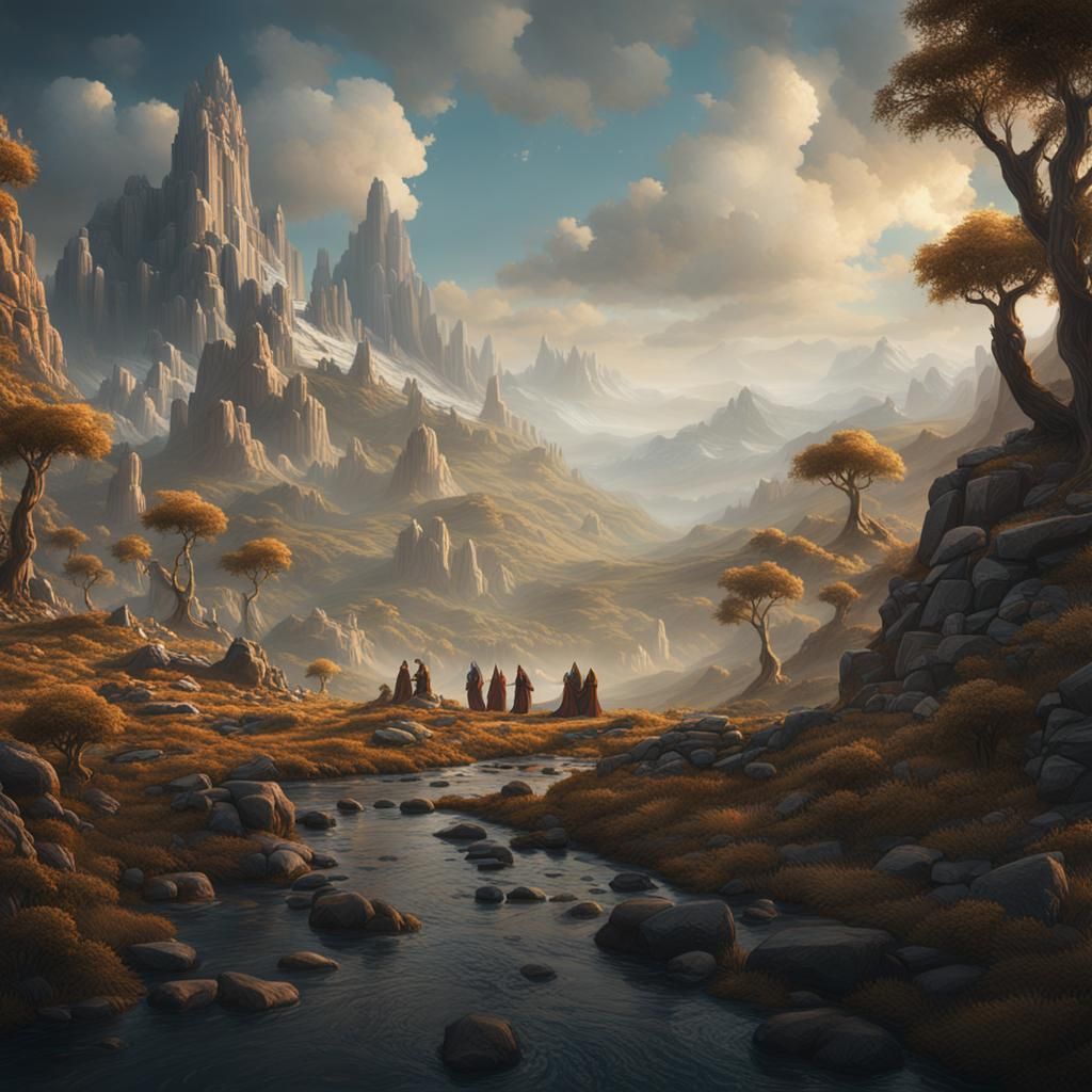 Wilderness Scene in Detailed Matte Painting Style