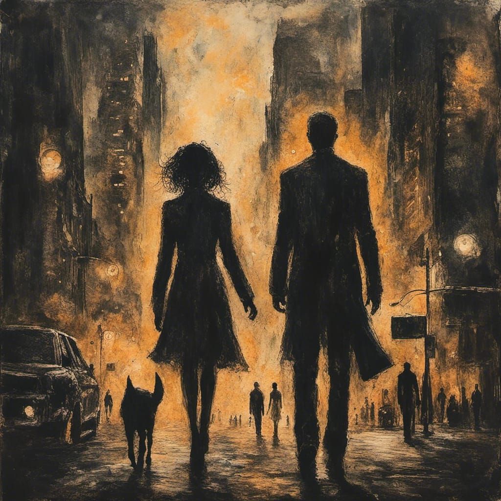 Film Noir Silhouette in an Urban Street Scene