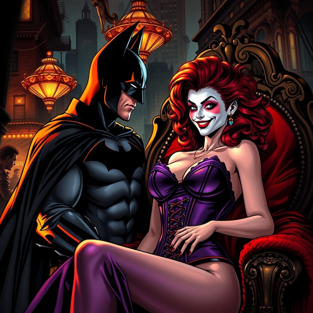 Batman Ensnared by a Seductive Female Joker in Dark Knight S...