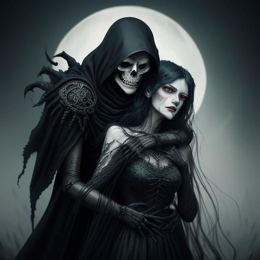 Grim Reaper's Altar: A Dark Fantasy Illustration