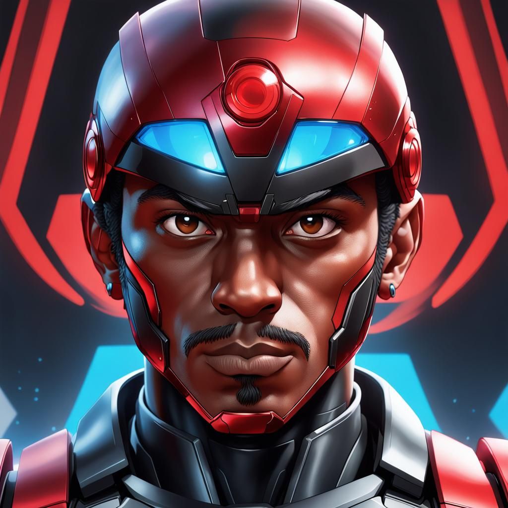 Hyperdetailed MegaMan Portrait in Art Nouveau Style