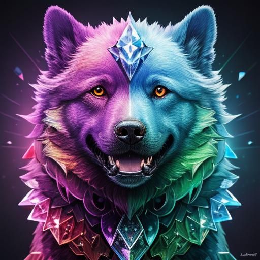 Hyperrealistic Crystal Dog in Splash Art Style