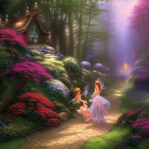 princess fairies standing by the door, in the forrest