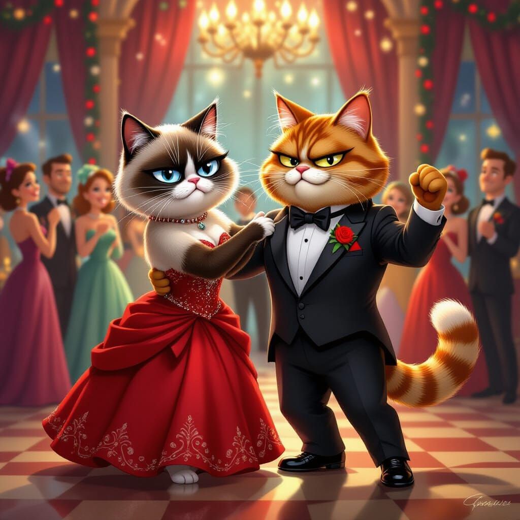 Grumpy Cat & Garfield Dance at Holiday Party