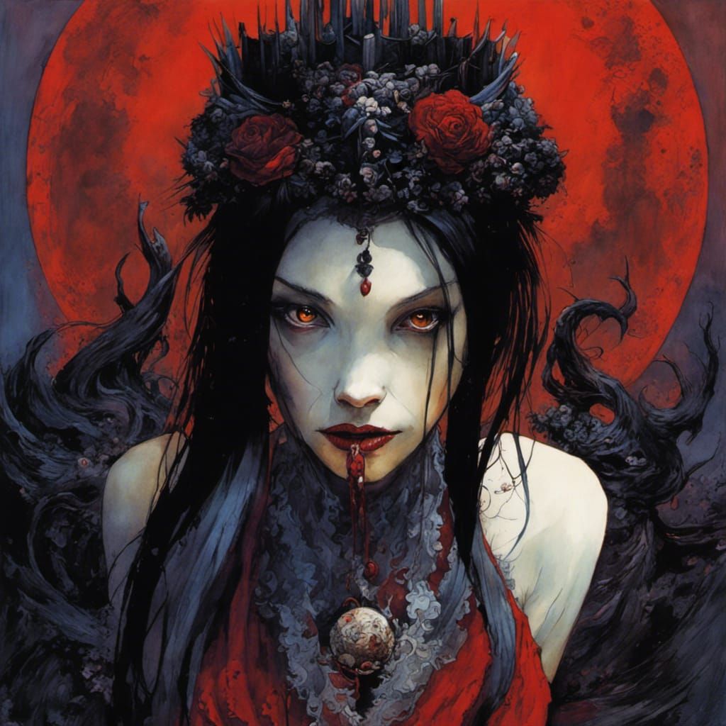 Beautiful Vampire in Watercolour Style