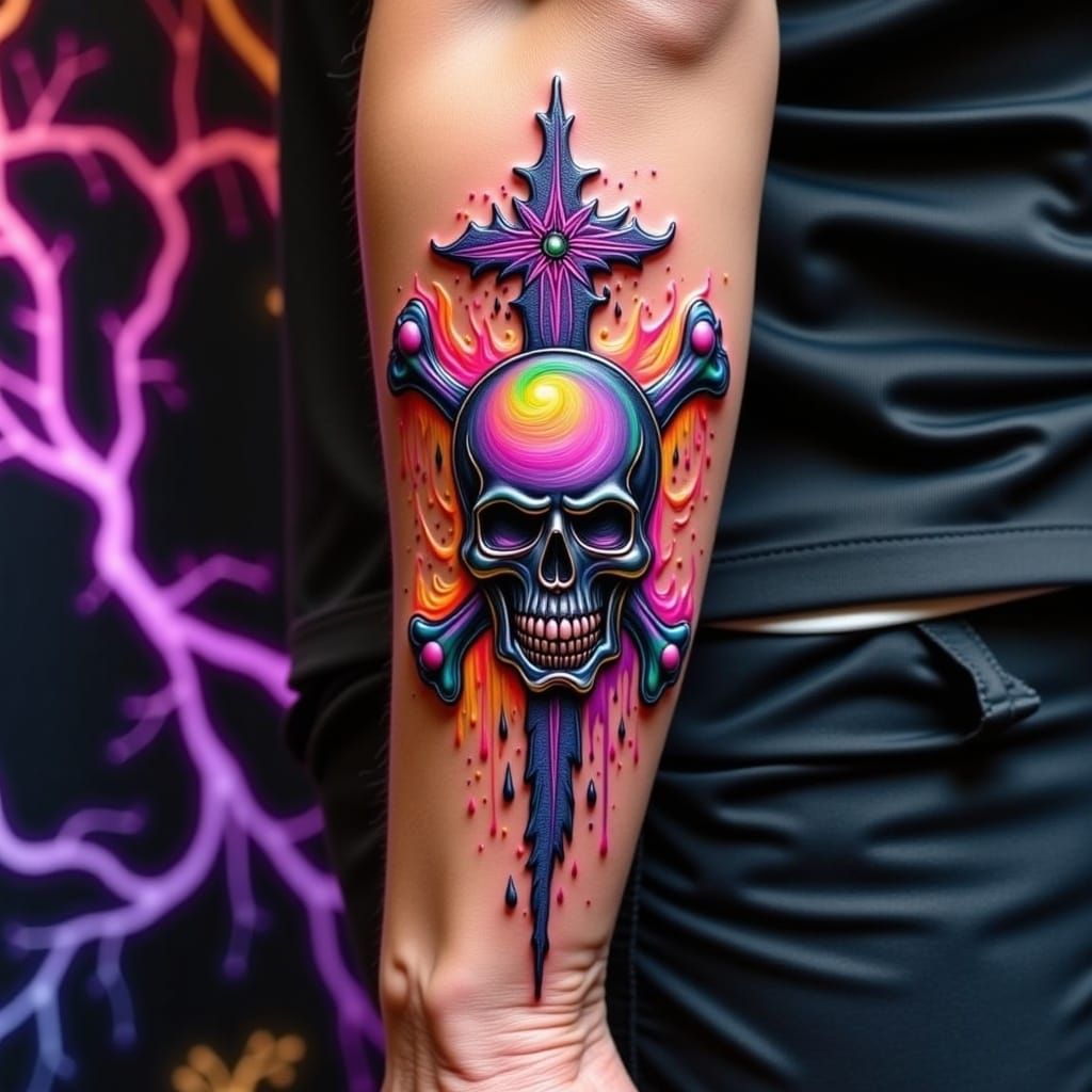 Electric Dream Skull Tattoo Radiates Wild Spirit