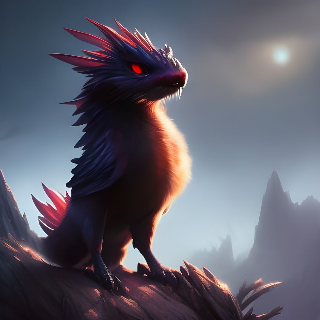 Cute Dandelion Dragon Digital Art in Dan Mumford Style