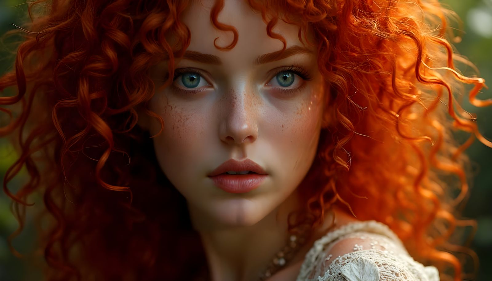 Goddess of Red Tresses in Dramatic Hyperrealistic Portraitur...