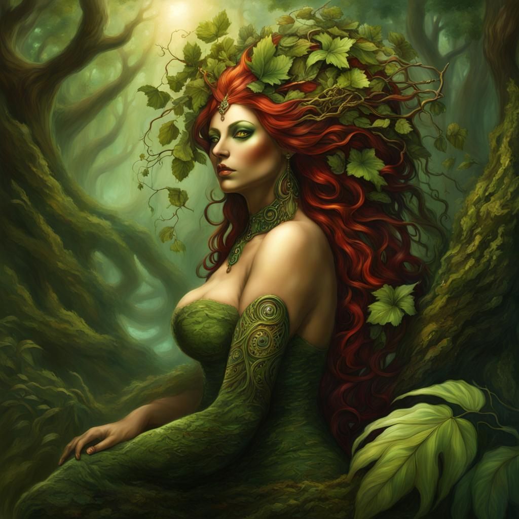 Fantasy Dryad Relaxing in Oasis: Hyper-Detailed 8K