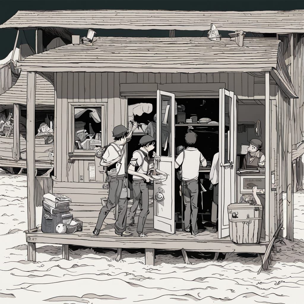Desolate Beach Hut: An AI Interpretation