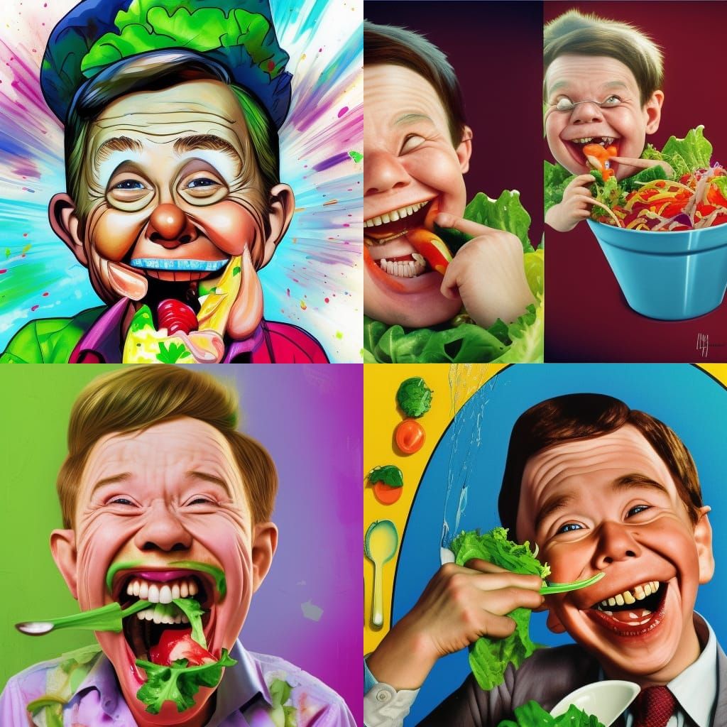 Alfred E. Neuman Laughing: Hyperrealistic Salad Art