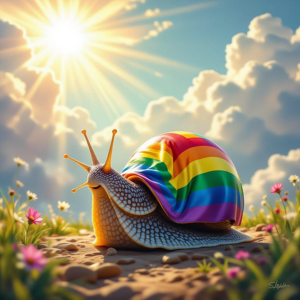 Majestic Snail in LGBTQ Flag Cloak