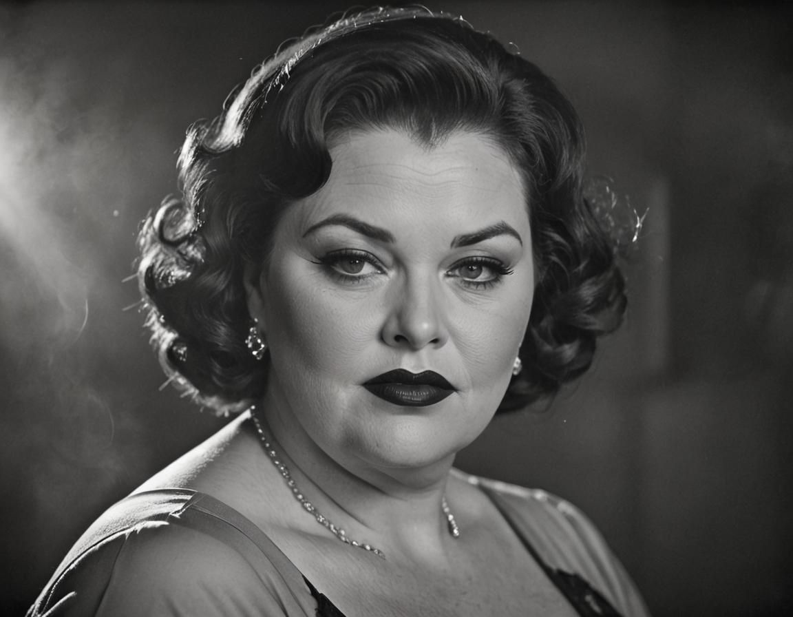 Glamorous Plus-Size Woman in Film Noir Portrait