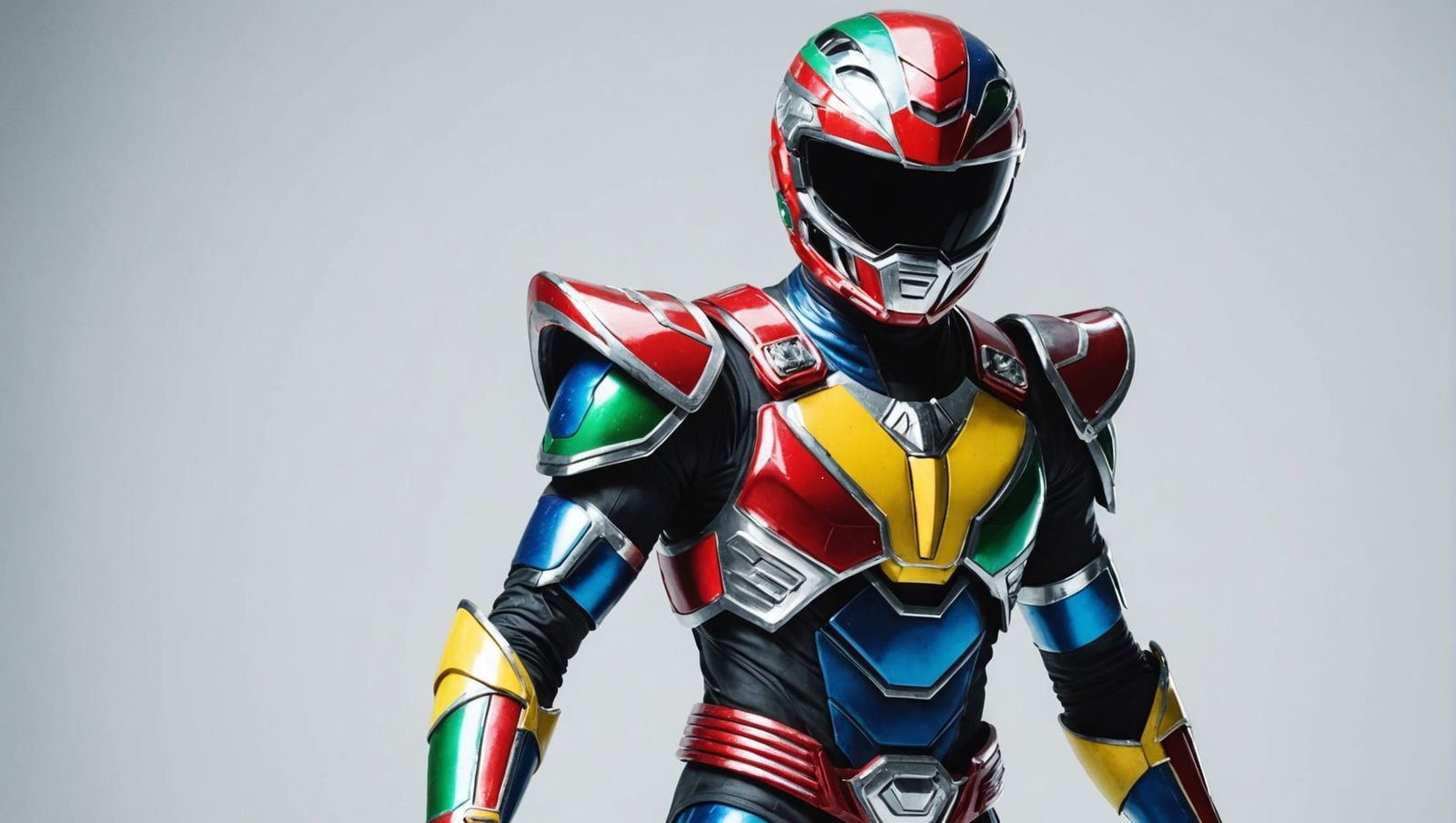 Rainbow Power Ranger in 1960s Sci-Fi Style