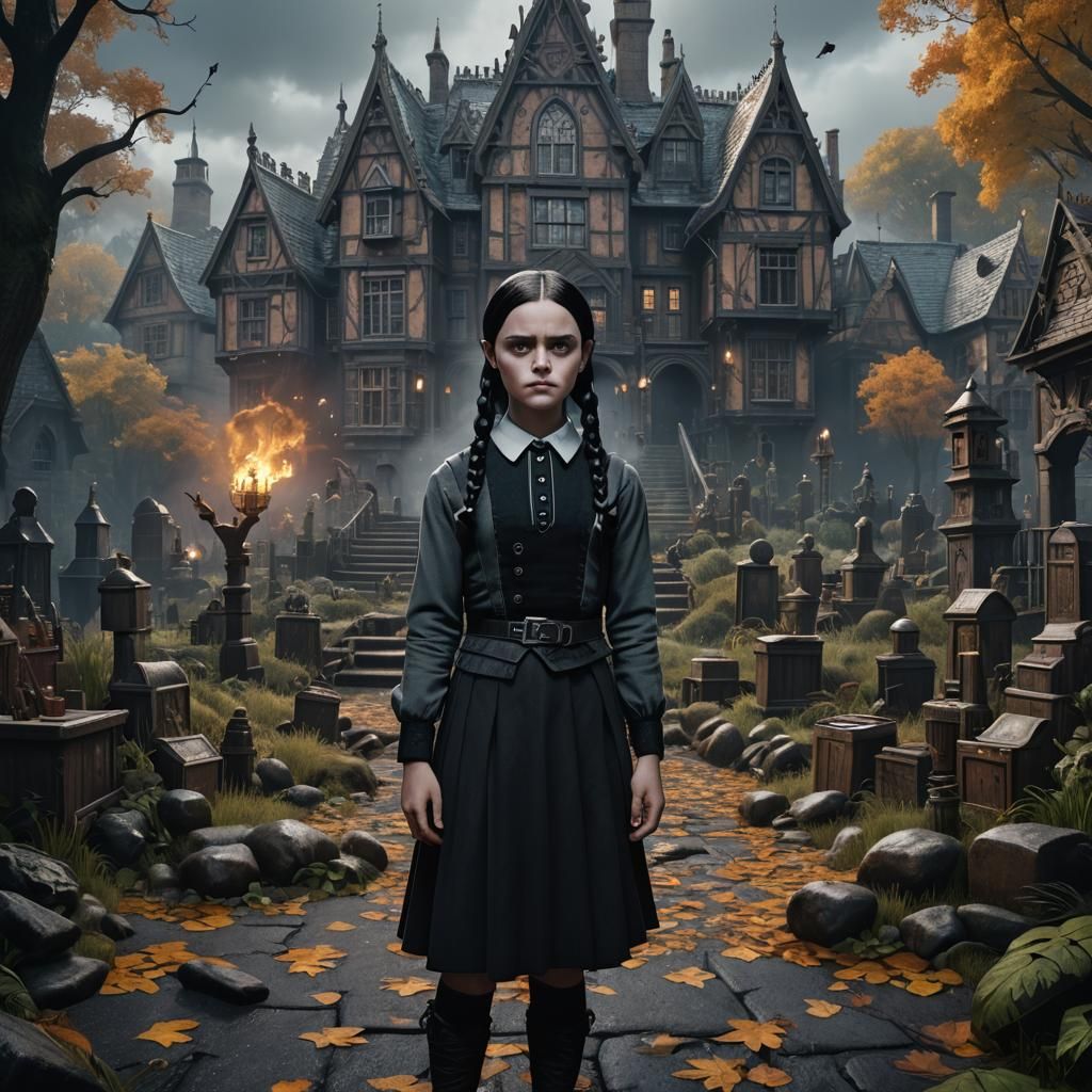 Wednesday Addams Detailed Matte Painting
