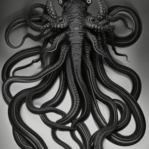 Cursed Cthulhu-esque Hybrid Creature with Many Eyes