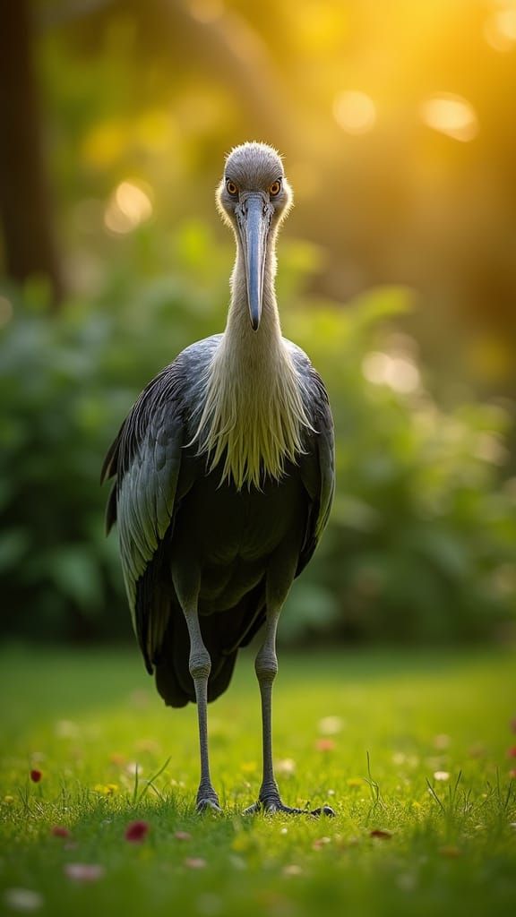Shoebill Stork in Lush Garden Wildlife Photo