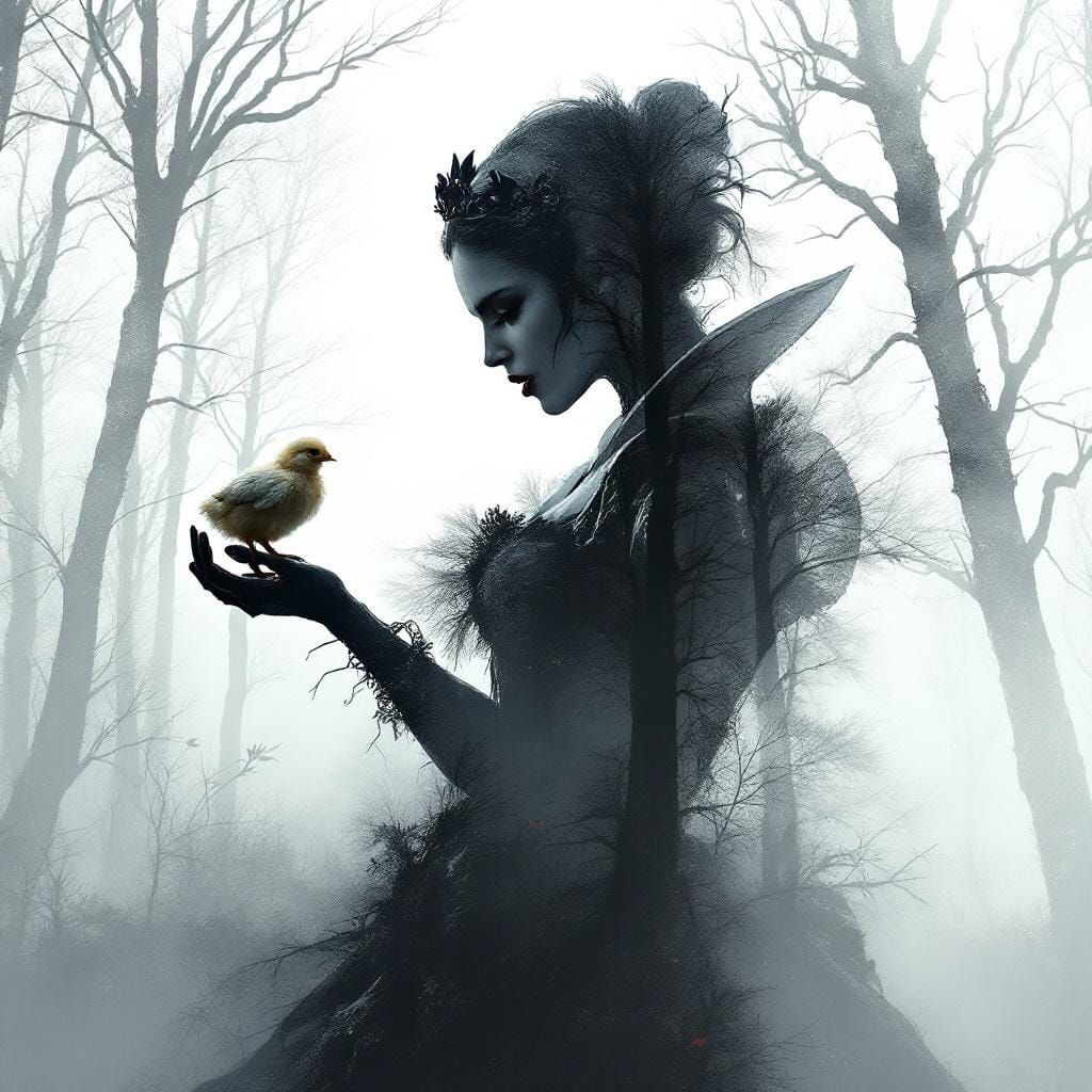 Snow White Double Exposure with Witch and Chick