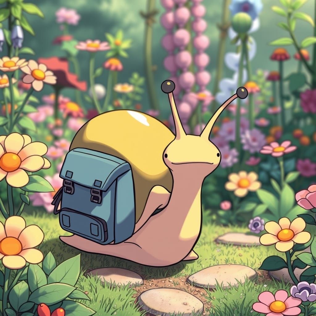 Anime Snail's Garden Adventure in Manga Style