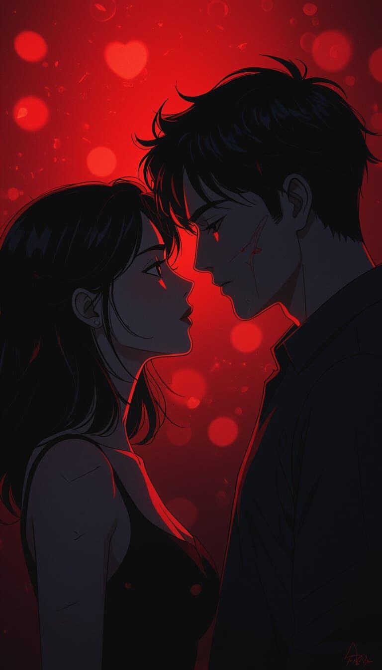 Shadowed Lovers Embrace in Dark Minimalism