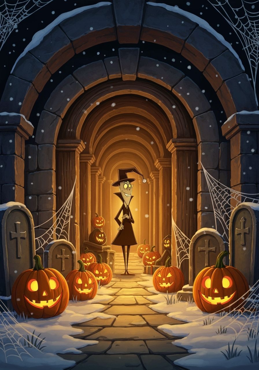 Gothic Christmas Crypt Animation Wallpaper