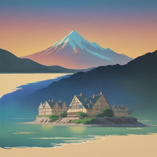 Nostalgic Seaside Resort Travel Poster in Watercolor Style