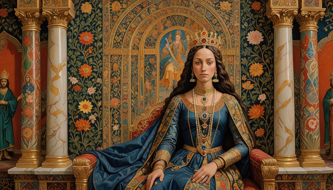 Regal Queen Esther Adorns the Palace Throne