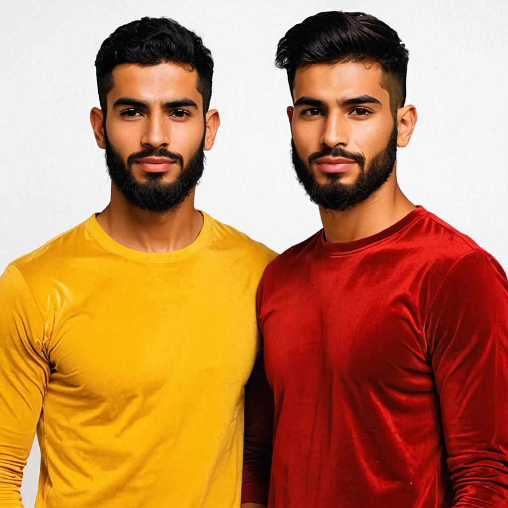 Portrait of Two Handsome Men in Impasto Style