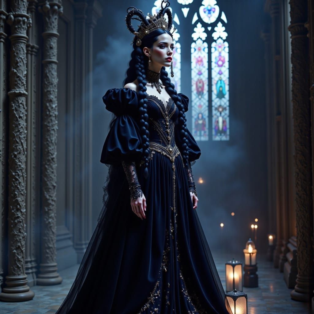 Gothic Tsaritsa in Ethereal Cathedral, Inspired by Ash Thorp