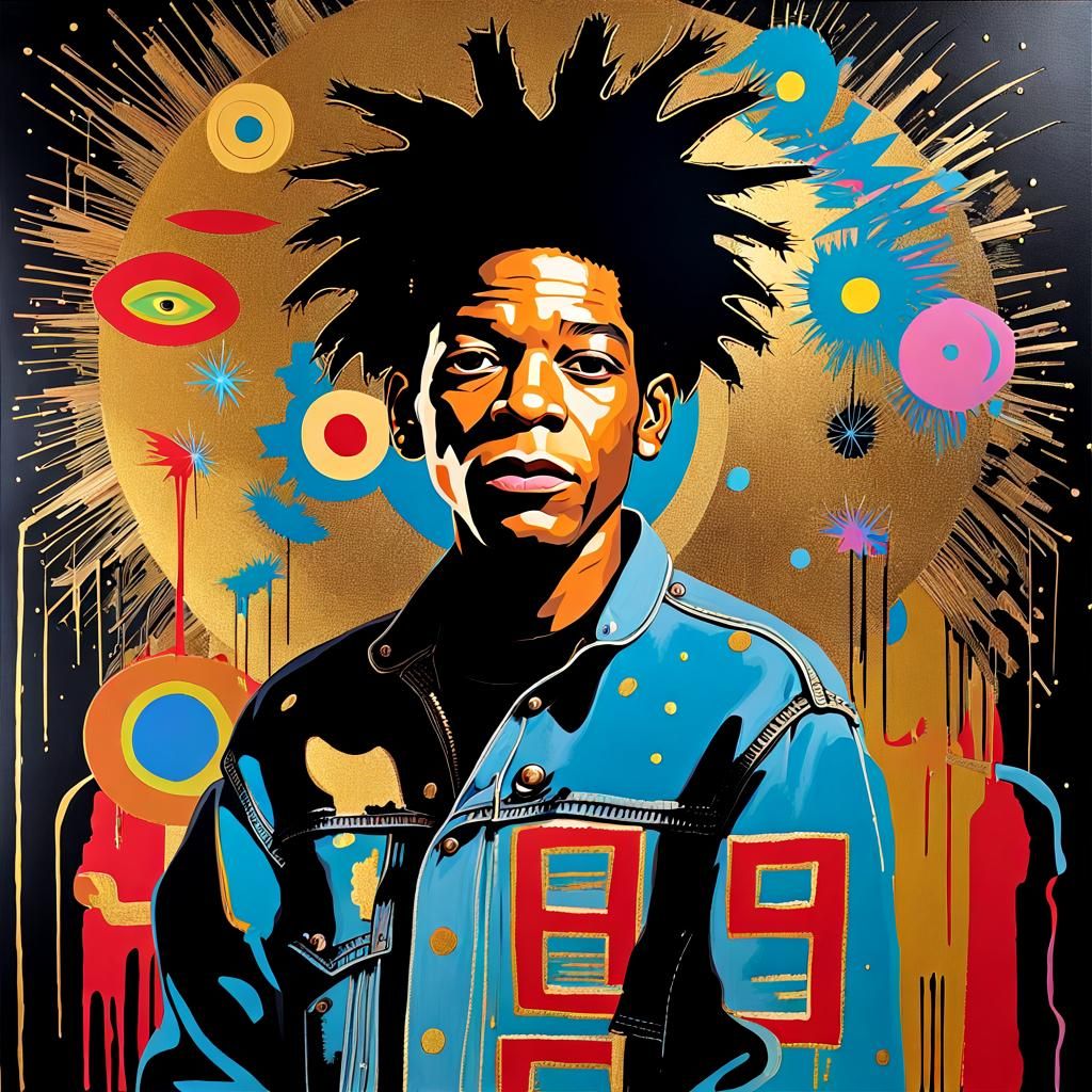 Psychedelic Golden Goats in Neo-Expressionist Style