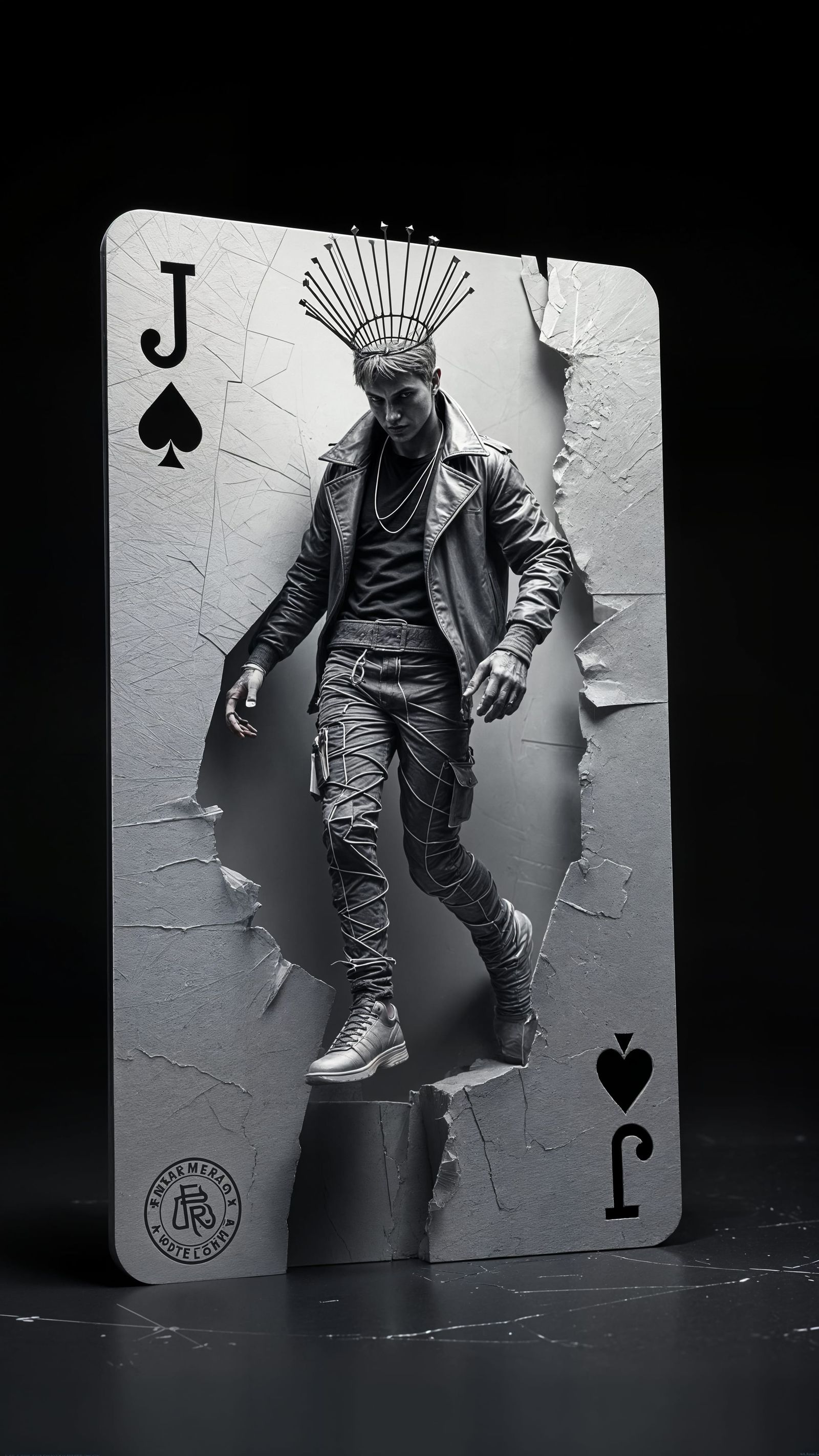 Jack Sculpture Emerges from Playing Card in 3D Render
