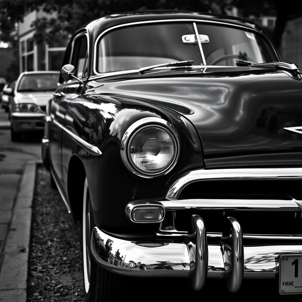 Classic Car in Monochrome Elegance